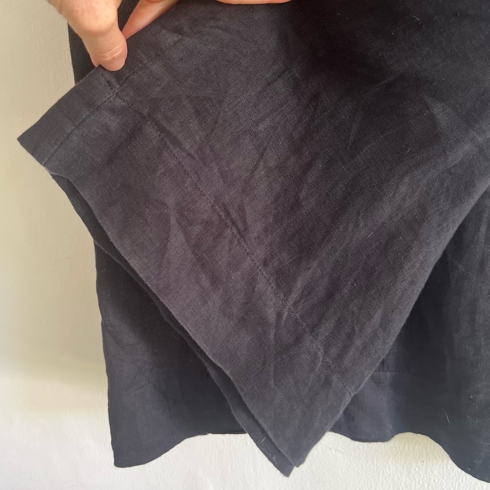 Wide-Leg French Linen High-Waist Elastic Black Pants - Size S - Picture 8 of 9